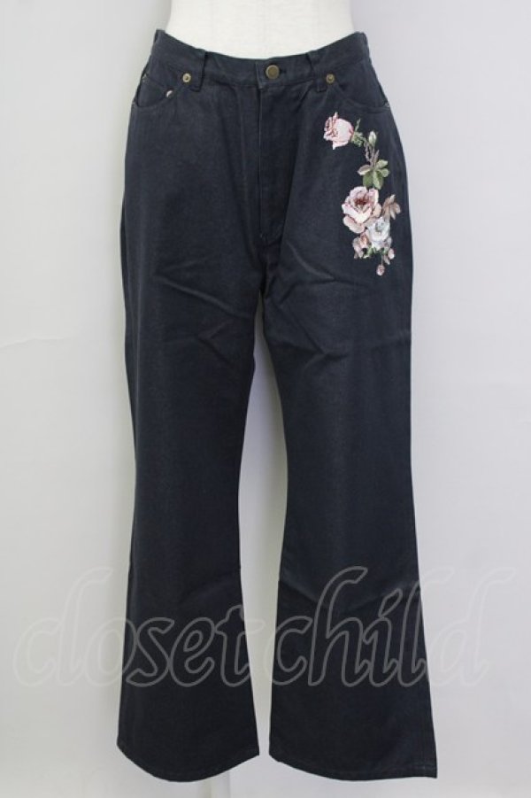 画像1: INGEBORG / 薔薇刺繍パンツ LL 黒Ｘピンク T-25-09-26-040-LO-PA-SA-ZT414 (1)