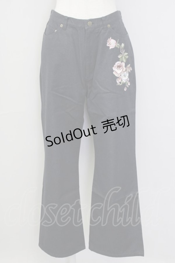 画像1: 【SALE】INGEBORG / 薔薇刺繍パンツ LL 黒Ｘピンク T-25-09-26-040-LO-PA-SA-ZT414 (1)