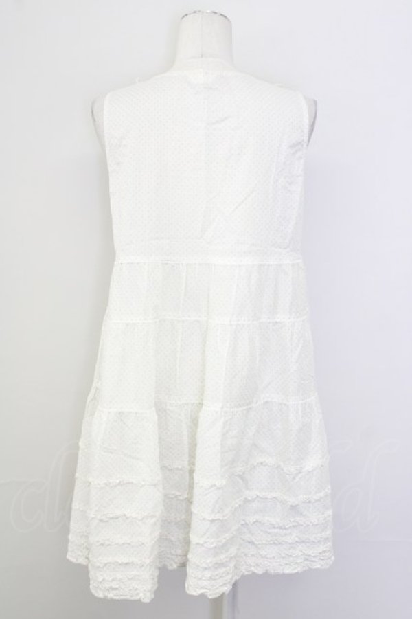 画像2: PINK HOUSE / 襟ぐりリボン水玉ノースリーブワンピース  ホワイト×ベージュ T-25-09-26-005-LO-OP-SA-ZT443 (2)