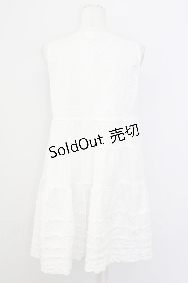 画像2: 【SALE】PINK HOUSE / 襟ぐりリボン水玉ノースリーブワンピース  ホワイト×ベージュ T-25-09-26-005-LO-OP-SA-ZT443 (2)