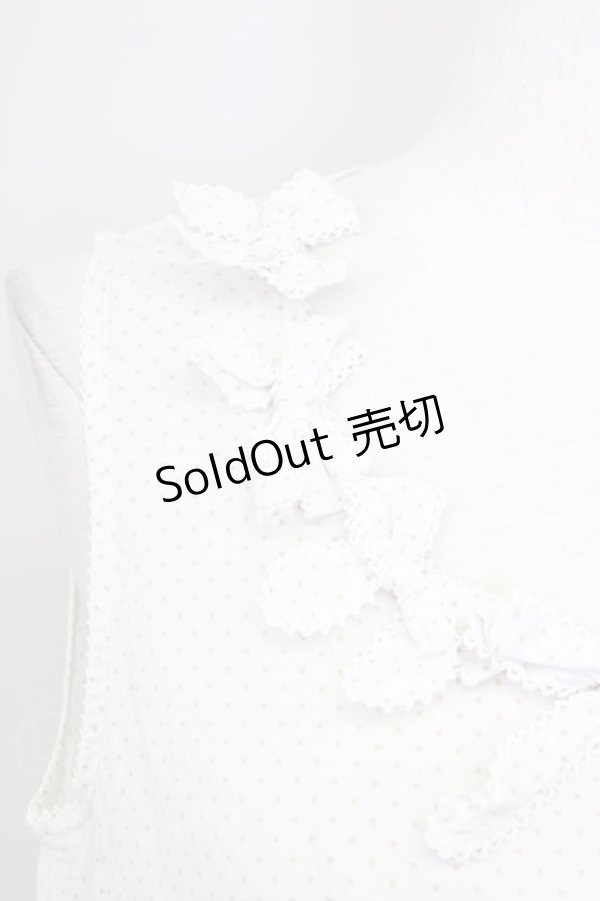 画像3: 【SALE】PINK HOUSE / 襟ぐりリボン水玉ノースリーブワンピース  ホワイト×ベージュ T-25-09-26-005-LO-OP-SA-ZT443 (3)