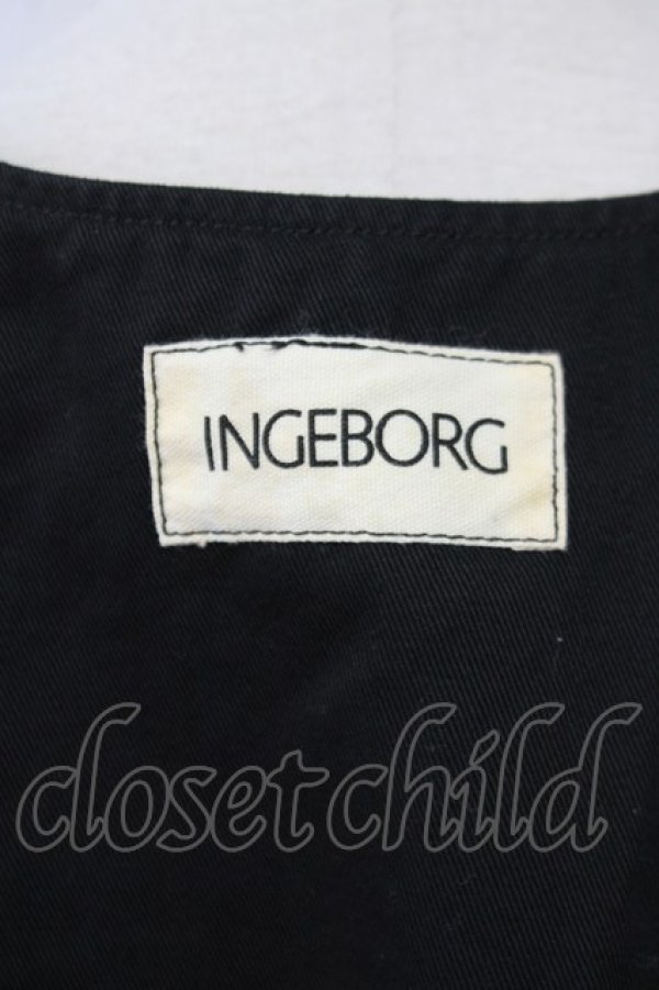 画像3: INGEBORG / ロゴ刺繍ジャンパースカート  ブラック T-25-09-26-008-LO-OP-SA-ZT443 (3)