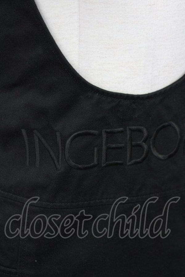画像4: INGEBORG / ロゴ刺繍ジャンパースカート  ブラック T-25-09-26-008-LO-OP-SA-ZT443 (4)