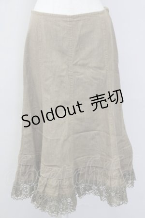 画像: PINK HOUSE / 裾レーススカート L ブラウン T-25-09-26-015-LO-SK-SA-ZT442