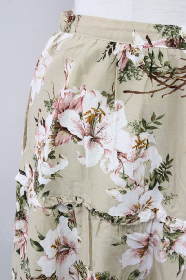 画像3: INGEBORG / ゆり柄スカート LL ベージュ T-25-09-26-016-LO-SK-SA-ZT442 (3)