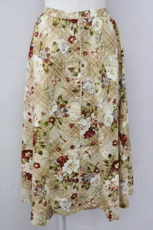 画像: INGEBORG / ブーケ&チェックレース前開きスカート L ブラウン T-25-09-26-017-LO-SK-SA-ZT