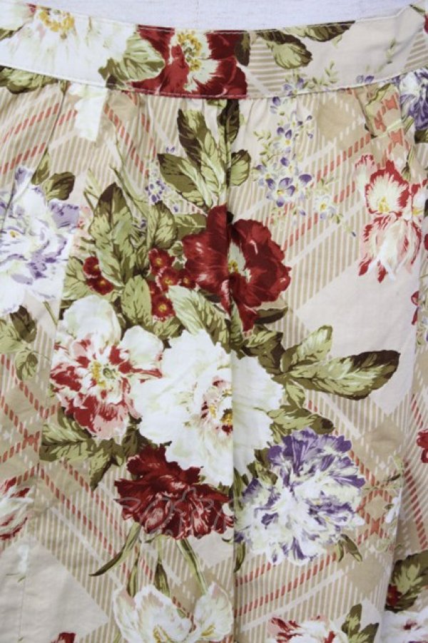 画像3: INGEBORG / ブーケ&チェックレース前開きスカート L ブラウン T-25-09-26-017-LO-SK-SA-ZT442 (3)