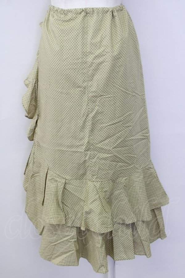 画像2: INGEBORG / ドット柄裾フリル紐引きスカート M カーキ T-25-09-26-018-LO-SK-SA-ZT442 (2)