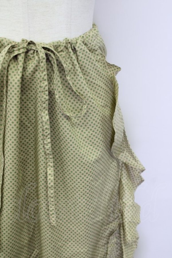 画像3: INGEBORG / ドット柄裾フリル紐引きスカート M カーキ T-25-09-26-018-LO-SK-SA-ZT442 (3)