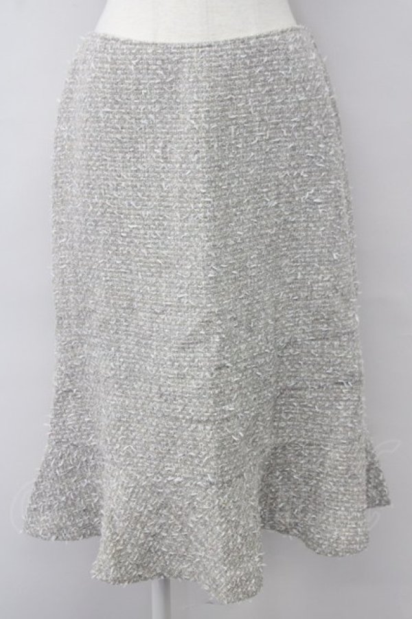 画像1: INGEBORG / ツイード裾フリルスカート L グレー T-25-09-26-021-LO-SK-SA-ZT439 (1)