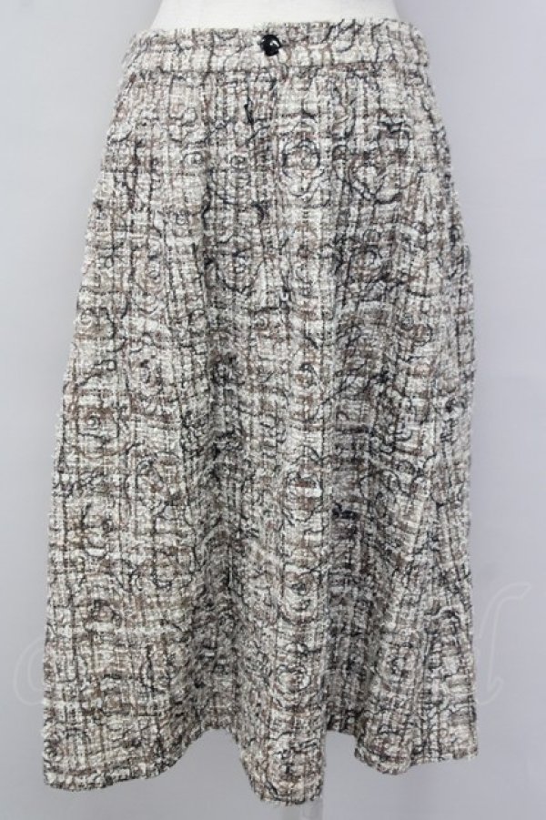 画像2: INGEBORG / フラワーツイードスカート L ブラウン T-25-09-26-022-LO-SK-SA-ZT439 (2)