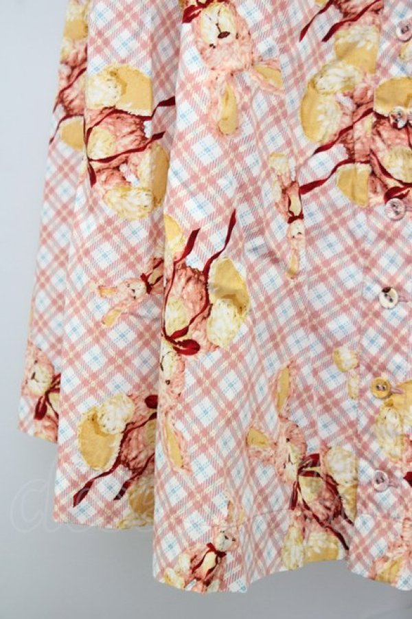 画像4: PINK HOUSE / うさぎチェック柄エプロン風ジャンパースカート  ピンク T-25-09-26-002-LO-OP-SA-ZT324 (4)