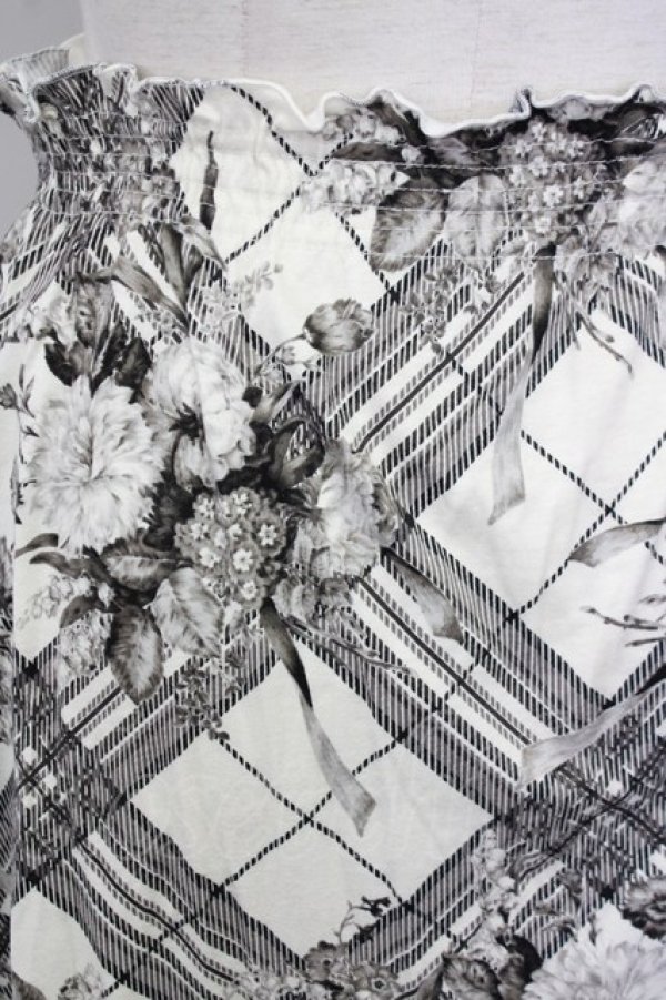 画像3: INGEBORG / フラワー&チェック前開きスカート L ホワイト T-25-09-26-024-LO-SK-SA-ZT439 (3)