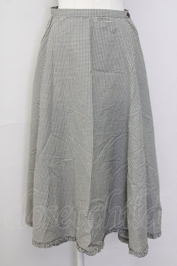 画像1: INGEBORG / 裾ピコフリルギンガムスカート M カーキ T-25-09-26-025-LO-PA-SA-ZT439 (1)