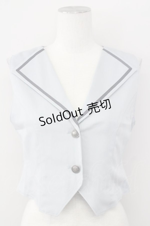 画像1: axes femme / クラシックショートベスト  サックス T-25-09-27-003-AX-TO-SA-ZI (1)