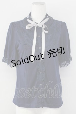 画像: axes femme / ブラウス風カットソー  ネイビー T-25-09-27-006-AX-TO-SA-ZI