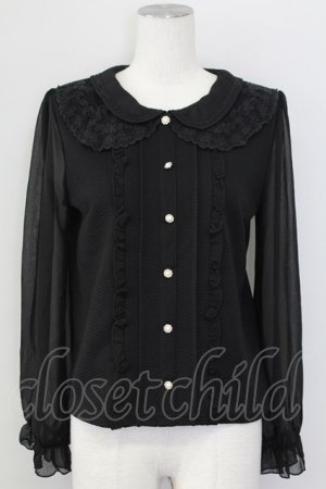 画像: axes femme POETIQUE /  レースカラーブラウスプルオーバー  黒 T-25-09-27-008-AX-TO-SA-ZI