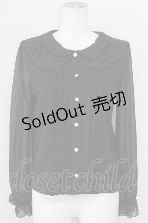 画像: axes femme POETIQUE /  レースカラーブラウスプルオーバー  黒 T-25-09-27-008-AX-TO-SA-ZI