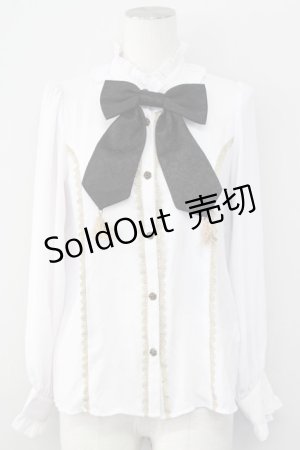 画像: axes femme kawaii / クラシカルリボンブラウス  白Ｘ黒 T-25-09-27-002-AX-BL-SA-ZI