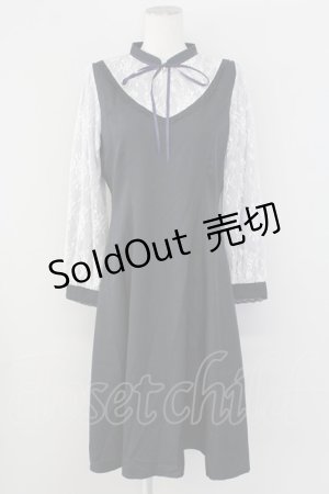 画像: axes femme POETIQUE / レースデザインフレアワンピース  ネイビー T-25-09-27-013-AX-OP-SA-ZI