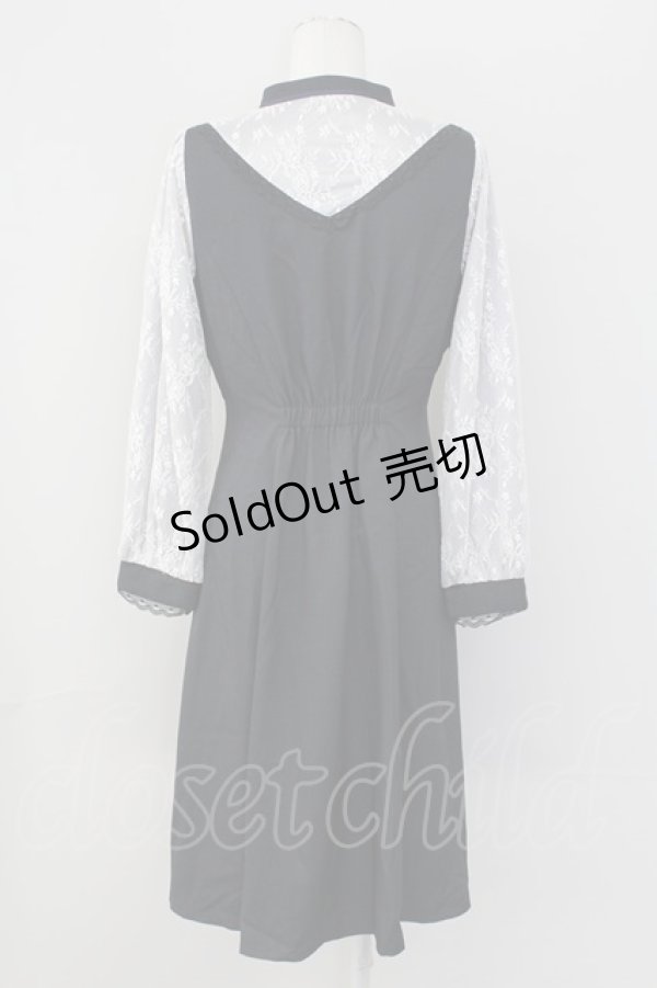 画像2: axes femme POETIQUE / レースデザインフレアワンピース  ネイビー T-25-09-27-013-AX-OP-SA-ZI (2)