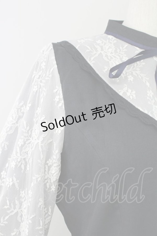 画像3: axes femme POETIQUE / レースデザインフレアワンピース  ネイビー T-25-09-27-013-AX-OP-SA-ZI (3)