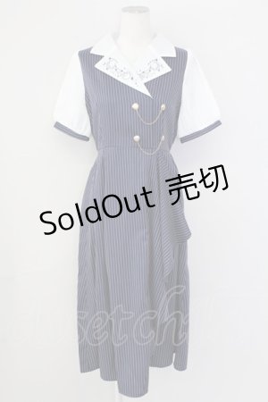 画像: axes femme / 夜空刺繍襟ドッキングワンピース  ネイビー T-25-09-27-014-AX-OP-SA-ZI