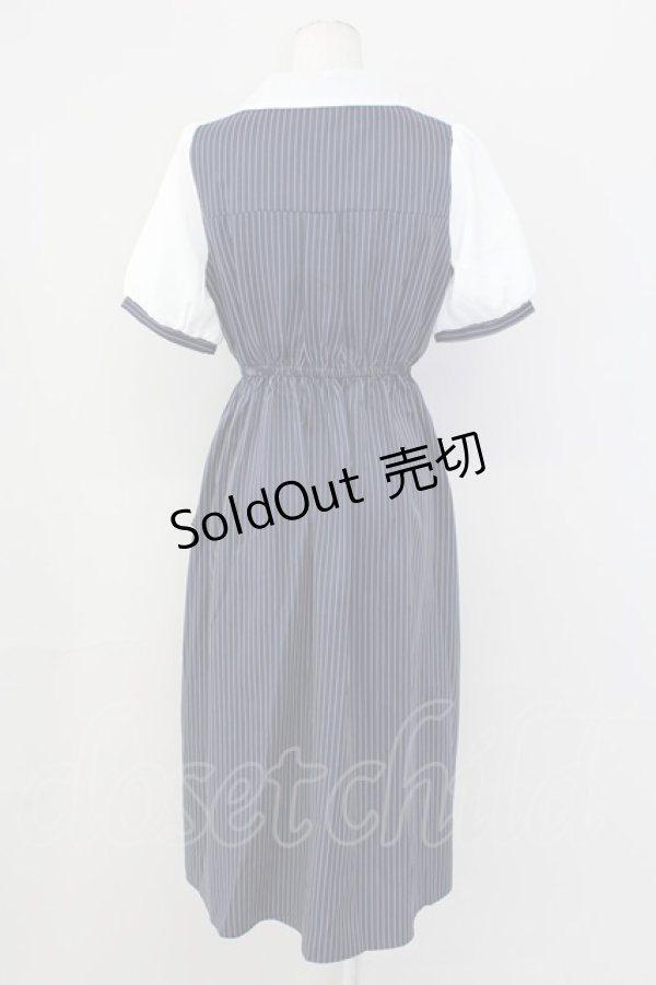 画像2: axes femme / 夜空刺繍襟ドッキングワンピース  ネイビー T-25-09-27-014-AX-OP-SA-ZI (2)