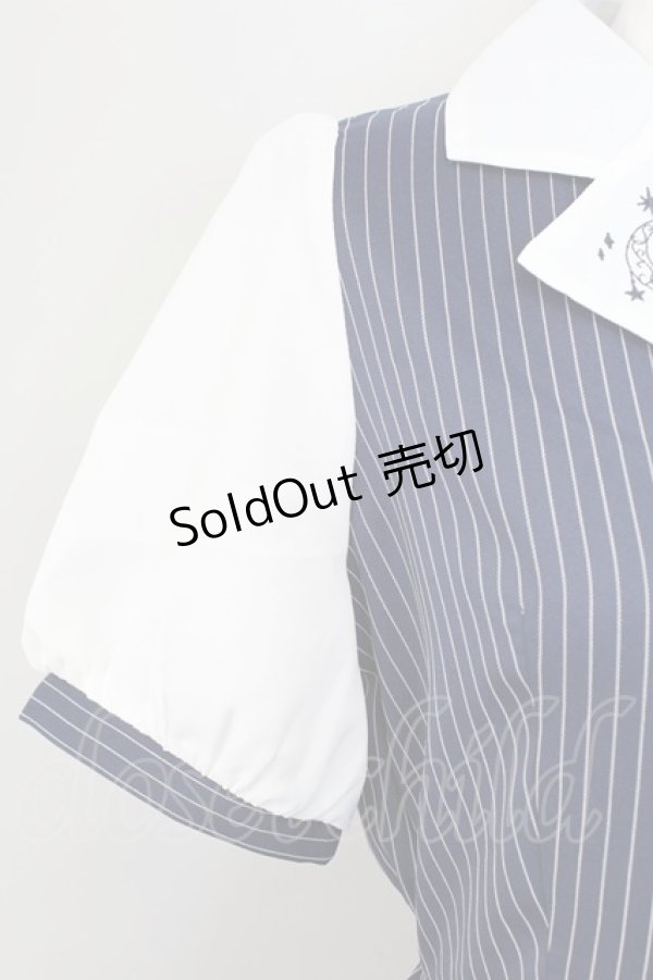 画像4: axes femme / 夜空刺繍襟ドッキングワンピース  ネイビー T-25-09-27-014-AX-OP-SA-ZI (4)