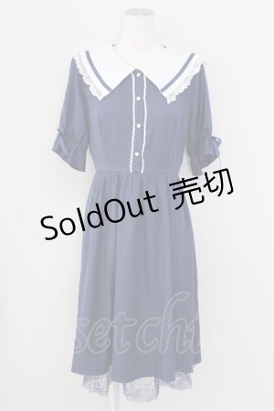 画像: axes femme POETIQUE / フリルセーラーカラーワンピース  ネイビー T-25-09-27-016-AX-OP-SA-ZI