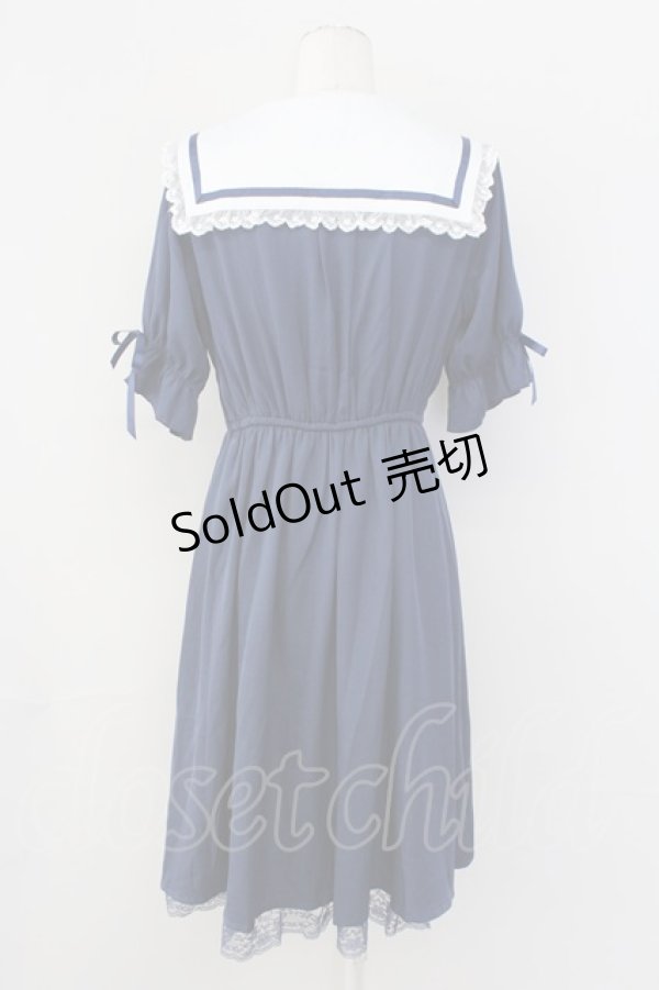 画像2: axes femme POETIQUE / フリルセーラーカラーワンピース  ネイビー T-25-09-27-016-AX-OP-SA-ZI (2)