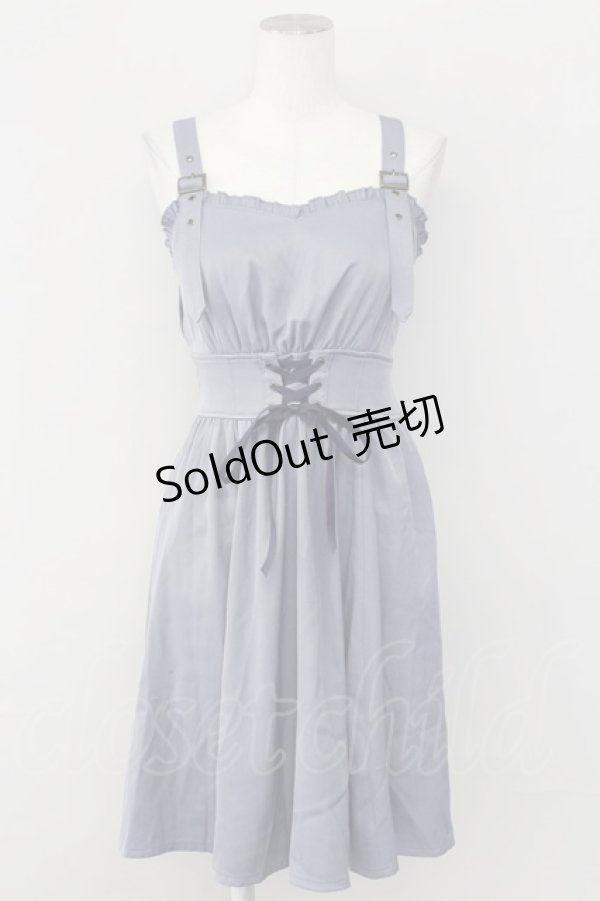 画像1: axes femme POETIQUE / レースアップミニキャミワンピ  ブルー T-25-09-27-017-AX-OP-SA-ZI (1)