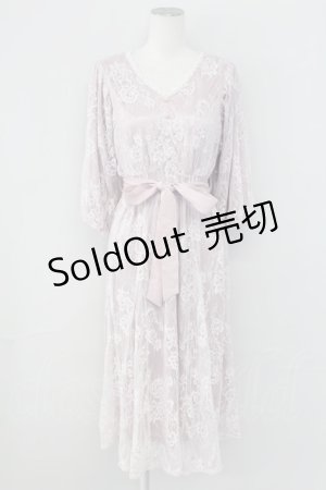 画像: axes femme / ボリューム袖総レースワンピース  ピンク T-25-09-27-019-AX-OP-SA-ZI