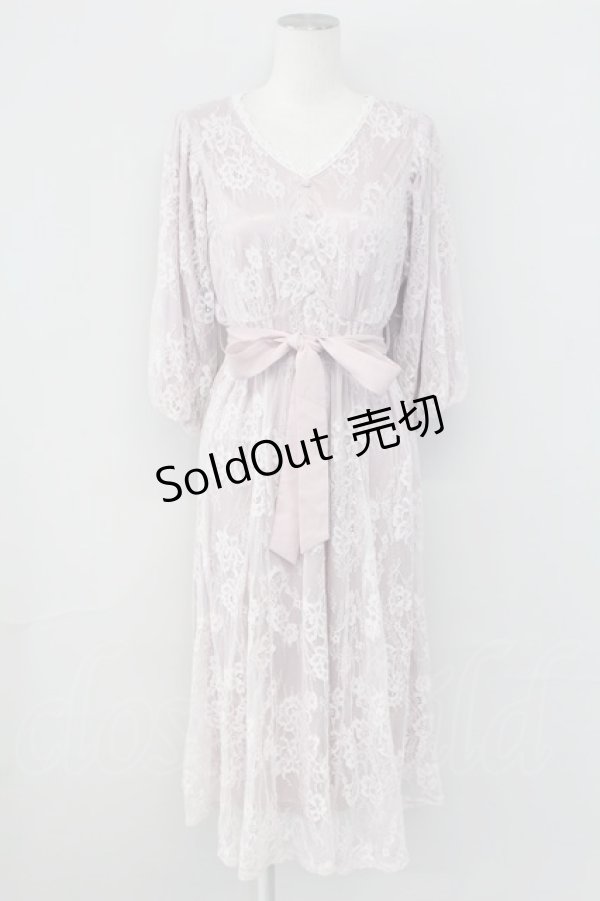 画像1: axes femme / ボリューム袖総レースワンピース  ピンク T-25-09-27-019-AX-OP-SA-ZI (1)