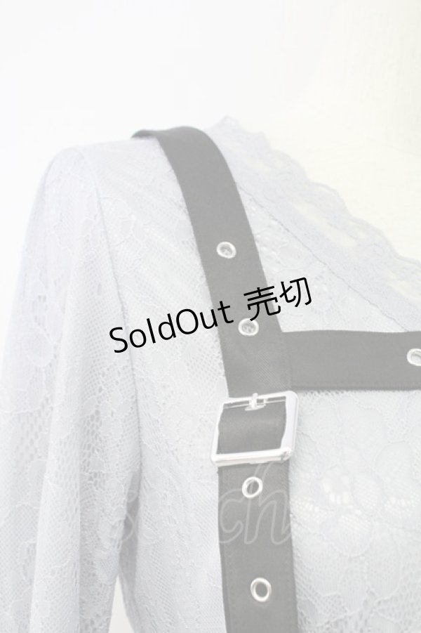 画像3: axes femme POETIQUE / ハーネスベルト付レースワンピース  ブルーグレー T-25-09-27-023-AX-OP-SA-ZI (3)