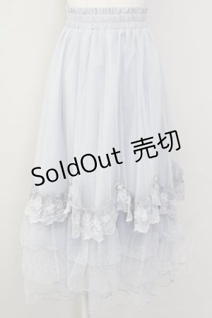 画像: axes femme / ローズ付ドレープチュールスカート  サックス T-25-09-28-003-AX-SK-SA-ZI