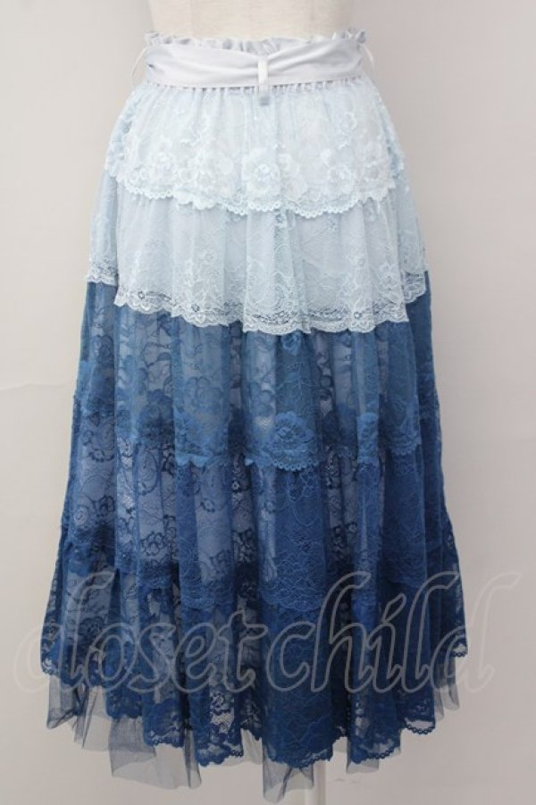 画像2: axes femme / グラデカラーレーススカート  ブルー T-25-09-28-004-AX-SK-SA-ZI (2)