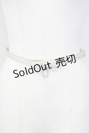 画像: axes femme / リボンパールビジューモチーフゴムベルト  アイボリーＸ白 T-25-09-28-013-AX-ZA-SA-ZT0213S