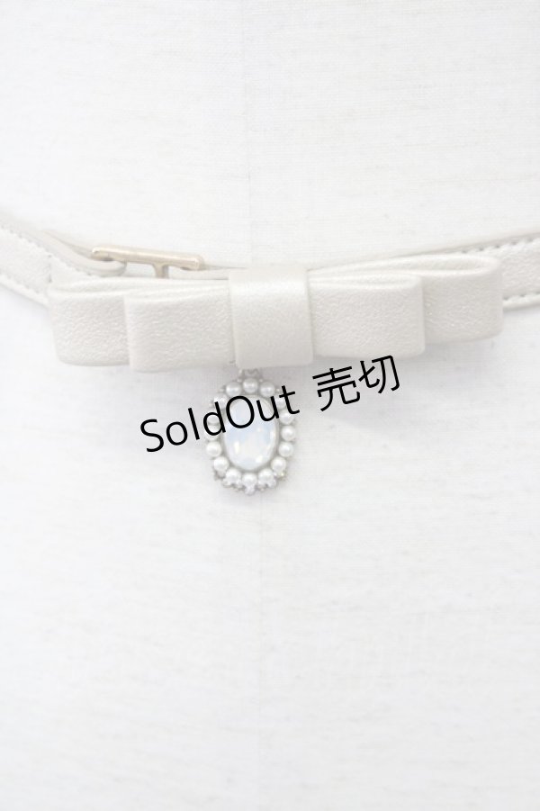 画像3: axes femme / リボンパールビジューモチーフゴムベルト  アイボリーＸ白 T-25-09-28-013-AX-ZA-SA-ZT0213S (3)