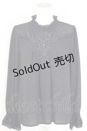 画像: axes femme / バックシャンブラウスプルオーバー  黒 T-25-10-01-019-AX-BL-HS-ZS