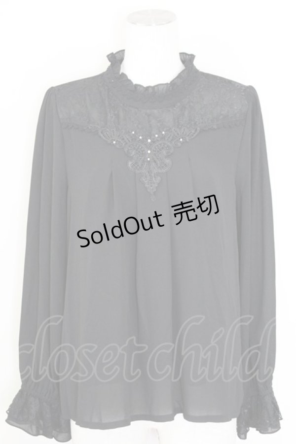 画像1: axes femme / バックシャンブラウスプルオーバー  黒 T-25-10-01-019-AX-BL-HS-ZS (1)