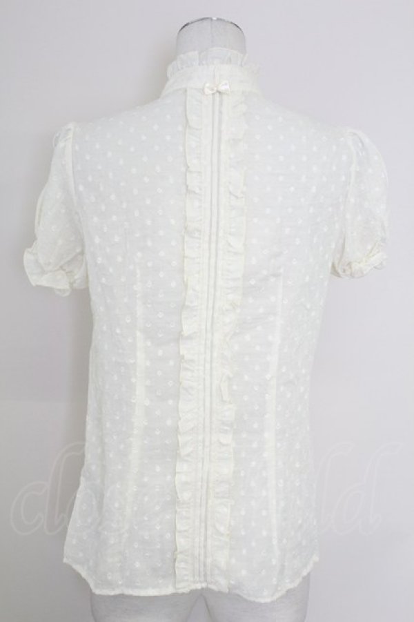 画像2: axes femme / ドビードット半袖ブラウス  オフ T-25-10-01-003-AX-BL-HS-ZS (2)