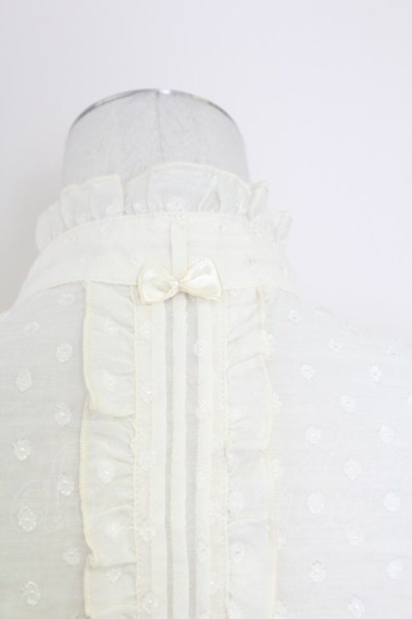 画像3: axes femme / ドビードット半袖ブラウス  オフ T-25-10-01-003-AX-BL-HS-ZS (3)