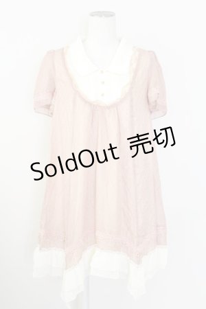 画像: axes femme / イレヘムブロッキングチュニ  ピンクｘオフ T-25-10-01-029-AX-TO-HS-ZS