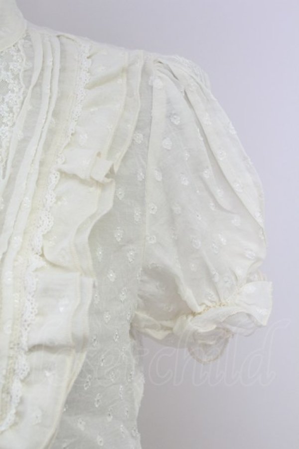 画像5: axes femme / ドビードット半袖ブラウス  オフ T-25-10-01-003-AX-BL-HS-ZS (5)