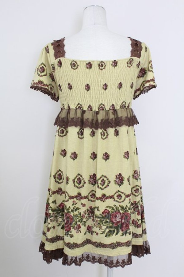 画像2: axes femme / カットソー花リース柄チュニ  イエロー T-25-10-01-030-AX-OP-HS-ZS (2)