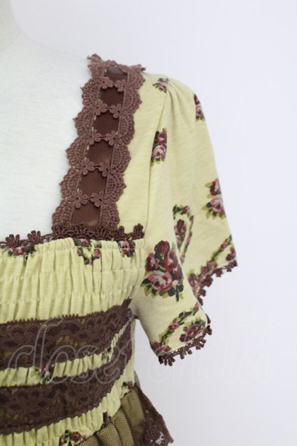 画像3: axes femme / カットソー花リース柄チュニ  イエロー T-25-10-01-030-AX-OP-HS-ZS (3)