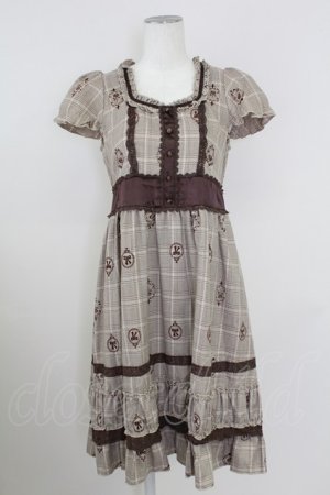 画像: axes femme / 刺繍チェックワンピース  ブラウン T-25-10-01-032-AX-OP-HS-ZS