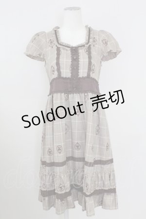 画像: axes femme / 刺繍チェックワンピース  ブラウン T-25-10-01-032-AX-OP-HS-ZS