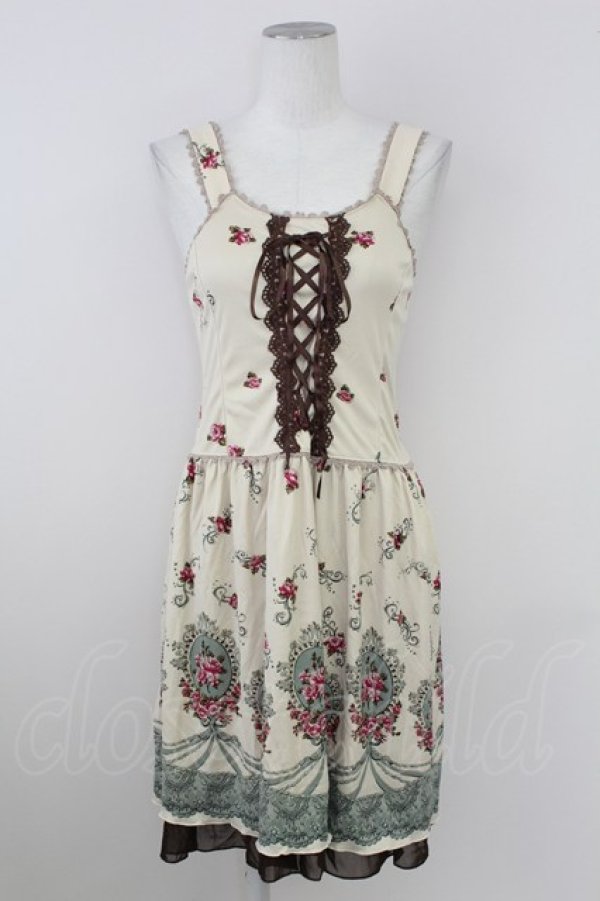 画像1: axes femme / カメオローズパネルptジャンパースカート  キナリ T-25-10-01-033-AX-OP-HS-ZS (1)